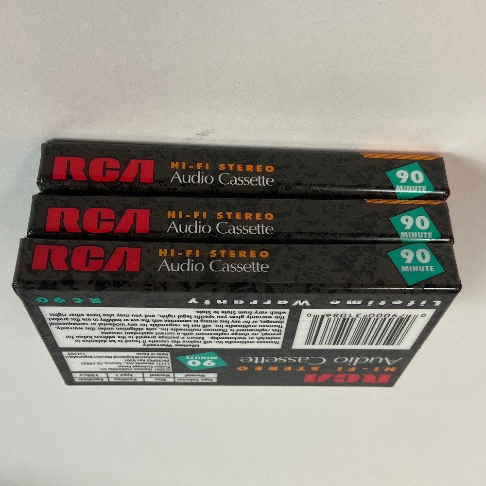 RCA Hi-Fi Stereo Audio Cassette Tapes 90 Minute Type I Normal Bias 3 Pack RC90